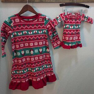 *3/$25* Girl's Matching Doll & Me Christmas Nightgowns - Size 2T
